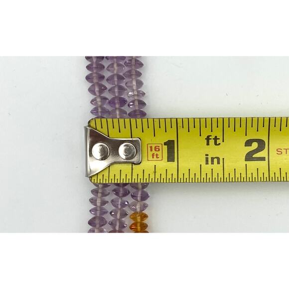 Vintage Three-Strand Beaded Amethyst, Citrine, and Topaz 31" Necklace - Picture 6 of 8